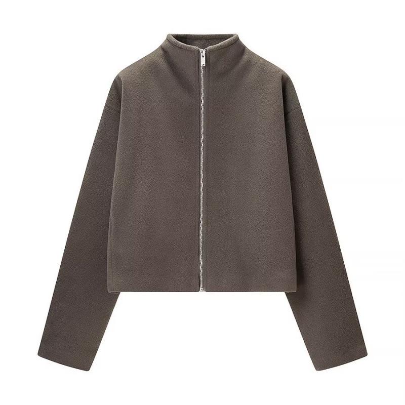 2025 Winter European & American Style Versatile Woolen Coat with Zipper Details Large