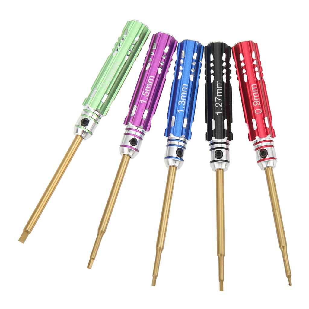 5pcs RC Screwdriver Set 0.9mm 1.27mm 1.3mm 1.5mm 2.0mm Steel Hex Screw Driver with Non Slip Handle