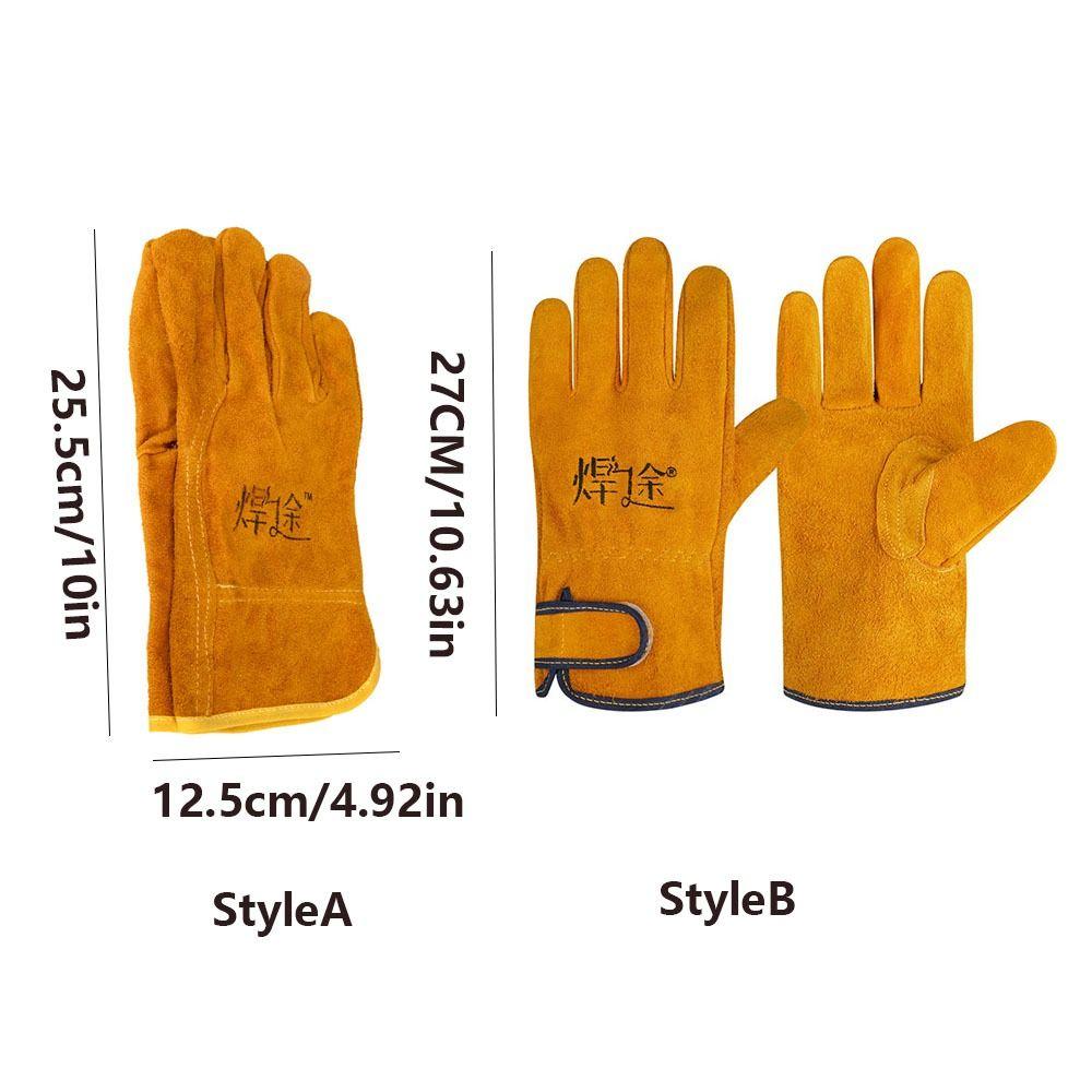 1Pair Thickened Labor Protection Gloves Cowhide Work Safety Glove Sturdy Welder Gloves  Welding
