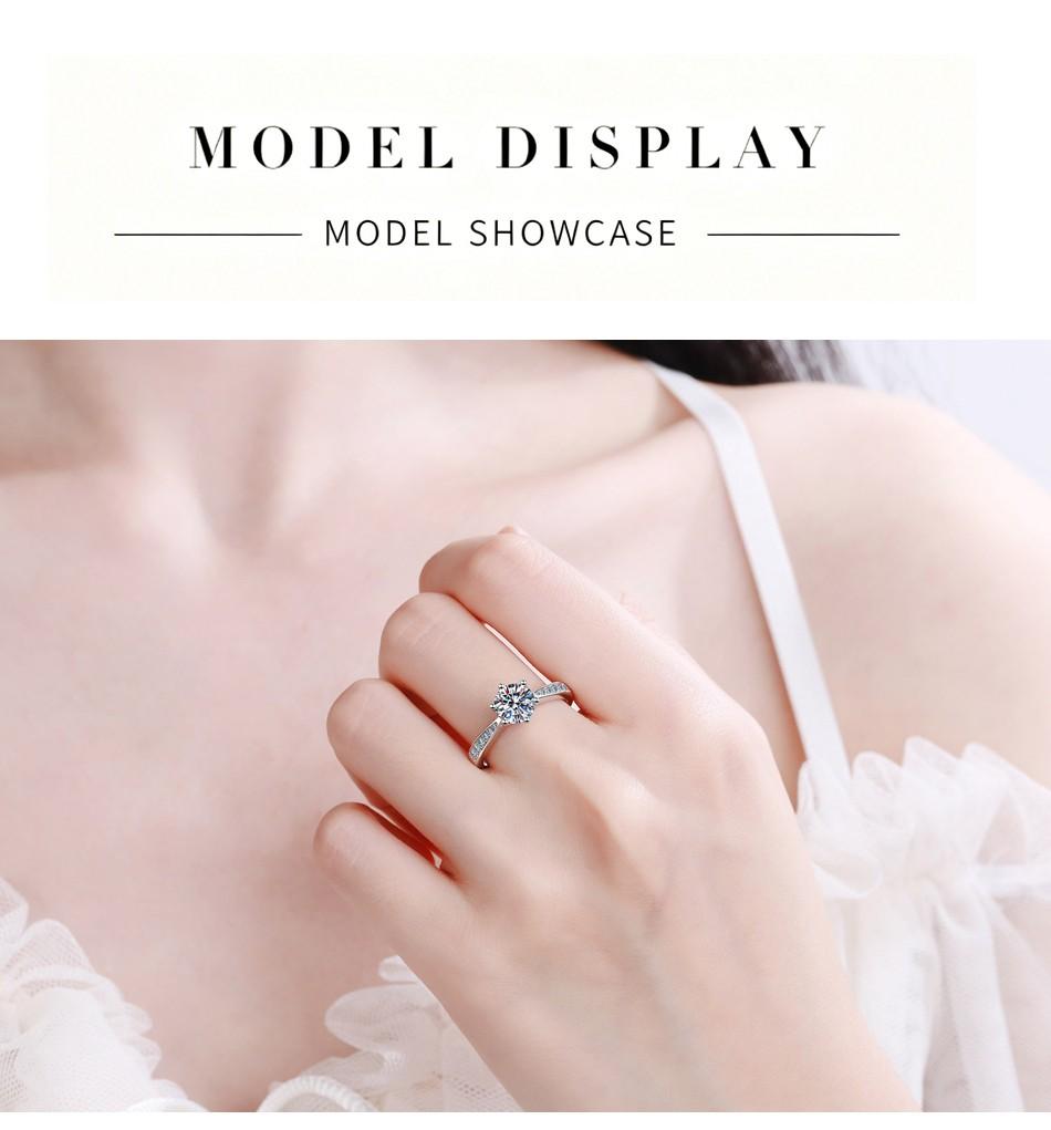 VENTFILLE Copper Moissanite Classic Ring Diamond 0.5/1/2CT D Color For Women Engagement Wedding Band Jewelry