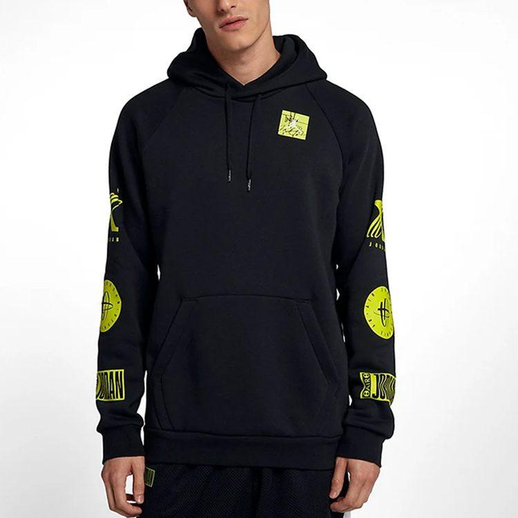 Jordan Sweatshirts Men's Black Green Hooded Moderate Regular BQ0298-010