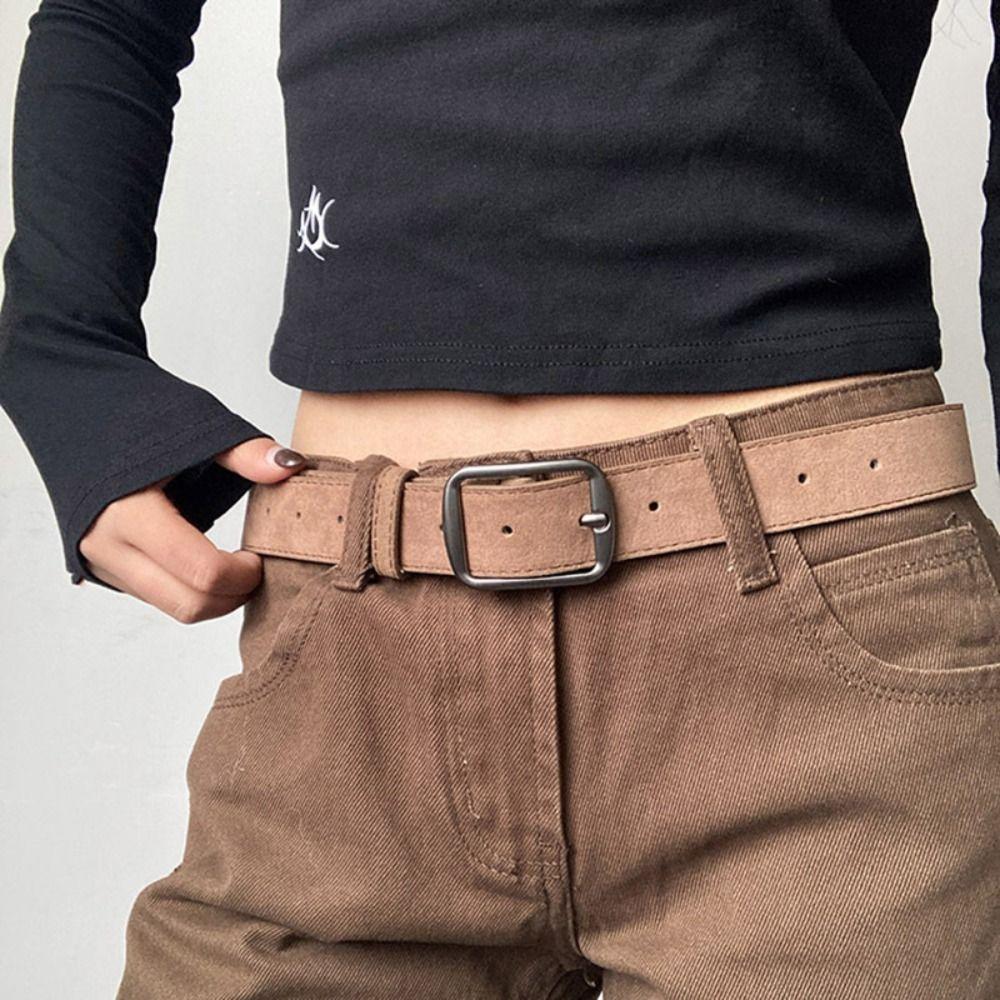 Frosted Suede Leather Belt Vintage Pin Buckle Waistband Fashion Women Waist Belt  Jeans Decoration