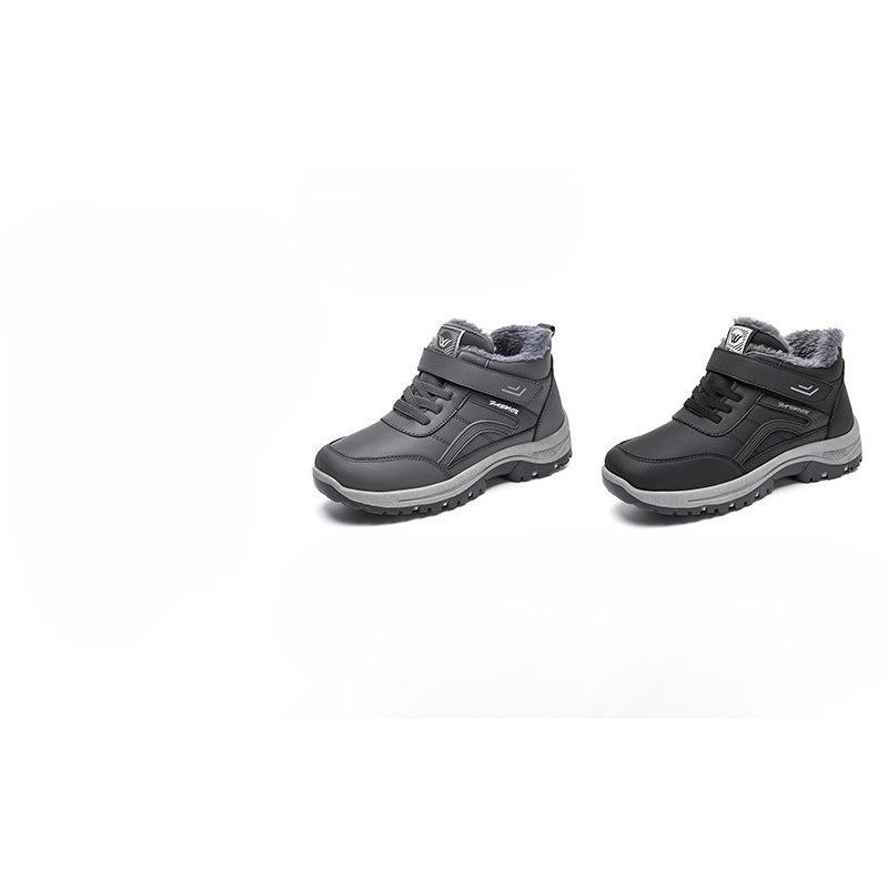 Men's Cotton Shoes, Plus-size Men's Boots, Fleece Cotton Boots, Velcro Walking Shoes, Warm Snow Boots