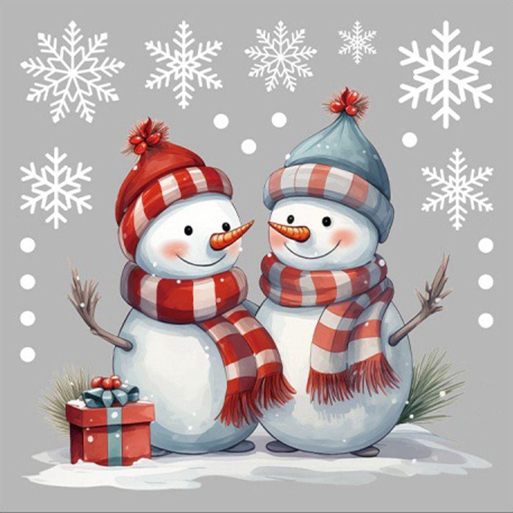 

3pcs Snowman Snowflakes Christmas Wall Sticker Self-adhesive Xmas Decals Glass 3pcs
