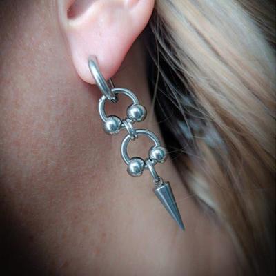 Punk Jewelry Stitching Hoop Rivet Earrings For Women Grunge Chain Accessories Drop Earrings  Jewelry Goth Earrings Gifts