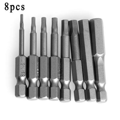 Hex Key Bits Set Quick Connect Power Drill Silver Magnetic Handle