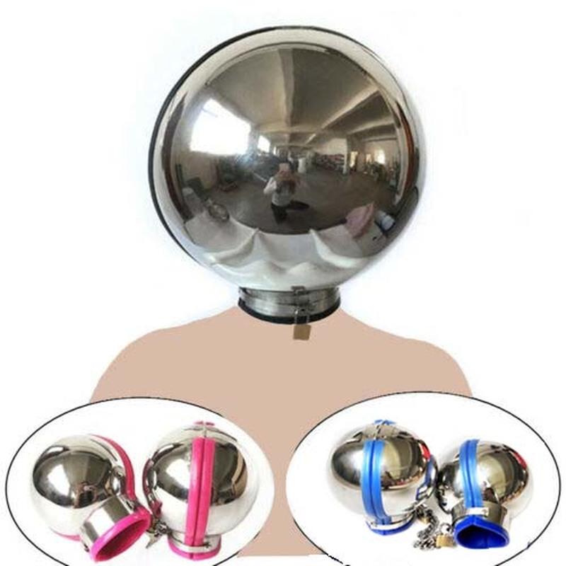Metal Ball Helmet Handcuffs Restraint Multi Colors Full Cover Head Hood Wrist Cuffs Bondage Erotic Sex Toys for Couple