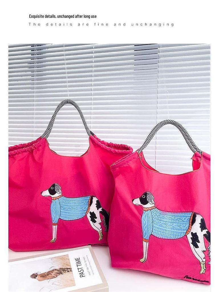 Women's Oxford Cloth Embroidered Handbag: Large Capacity, Nylon, Portable, Crossbody, and Shoulder Bag.