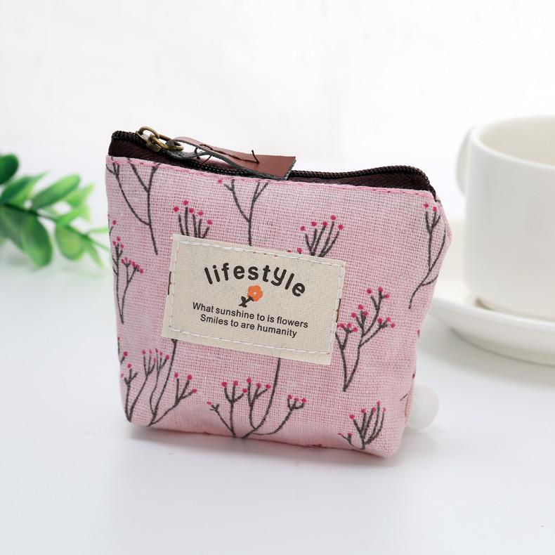 Cute Canvas Floral Coin Purses Gift Bag with Clasp Kiss Lock Change Pouch Mini Coin Wallet Vintage Trinkets Pouch