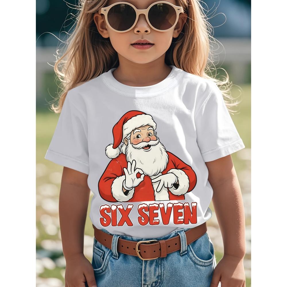 Kinderkleding Grappige Kerst 67 Meme Grafische Print T-shirt Casual Ronde Hals Korte Mouw Sneldrogende T-shirts voor Kinderen
