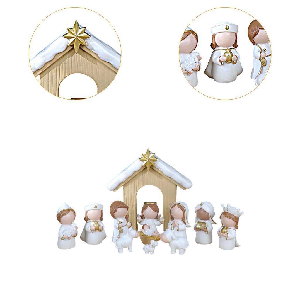 12 Pieces Faceless Cartoon Christmas Nativity Set Xmas Decoration Holiday Decor
