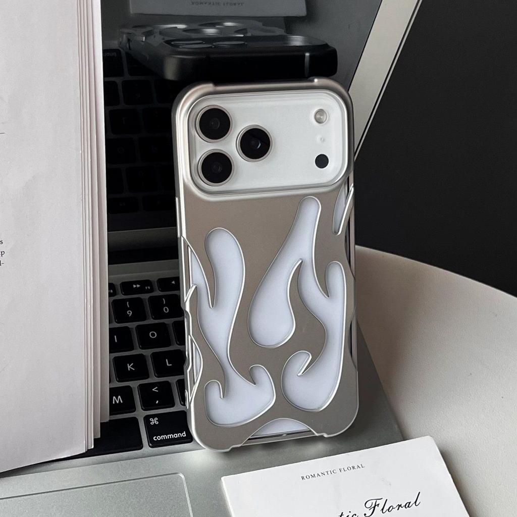 Plating 3D Hollow Out Flame Silicone Case For iPhone 17 Air 16 15 14 13 12 11 Pro Max Plus Heat Dissipation Soft Bumper Cover
