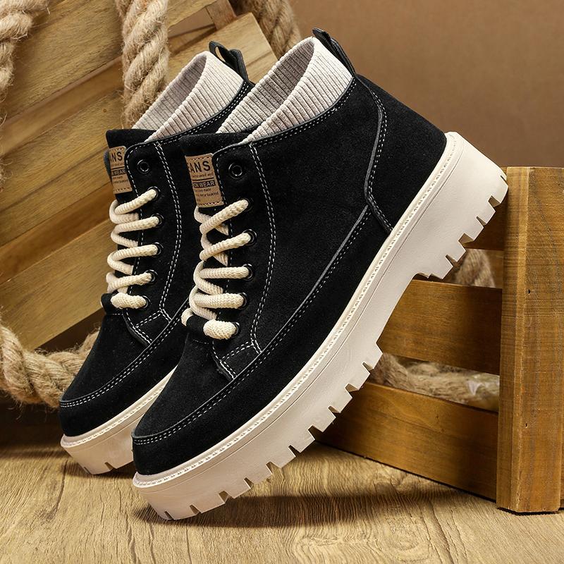 Stivali Alti da Uomo Quattro Stagioni Casual Outdoor Comfort Suola Spessa Altezza Aumentata Resistenti all'Usura Stivali Alti Casual Zapatos