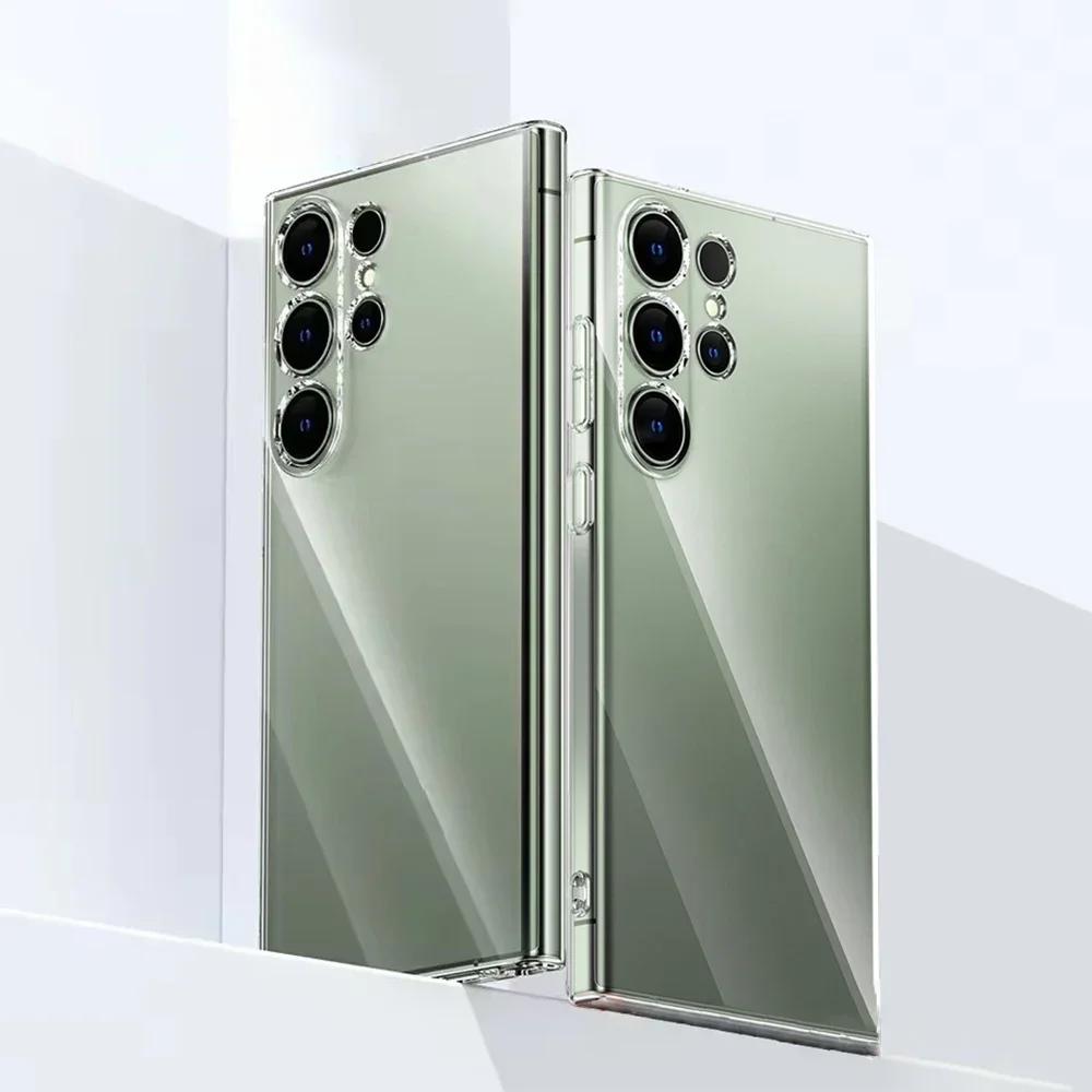 Simple Phone Case for Samsung S24 S23 S22 S21 Plus S25Ultra Clear Case for S23 S21 FE Transparent Soft TPU Protective Cover