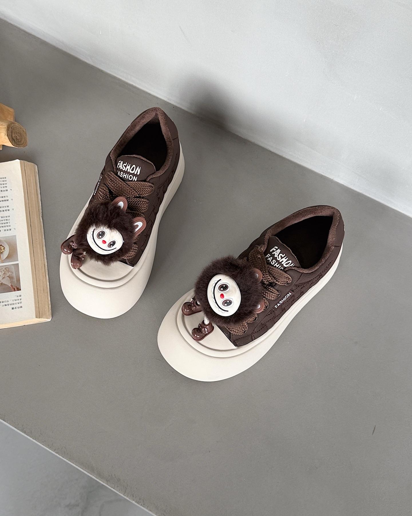 Уродливо-милые платформенные хлебные туфли женские новые зимние бархатные теплые повседневные кеды студенческие милые маффин-туфли 40