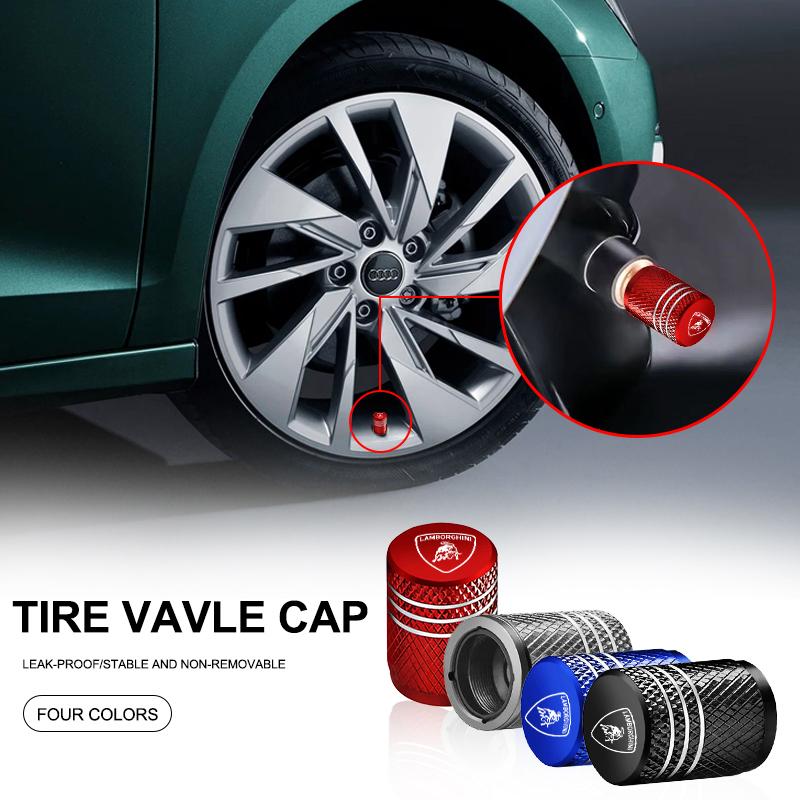 4 Stuks Zilveren Auto Bandenventieldopjes Knurling Stijl Bandenventieldop Aluminium Bandenwiel Ventiel Dop Voor Lamborghini Urus
