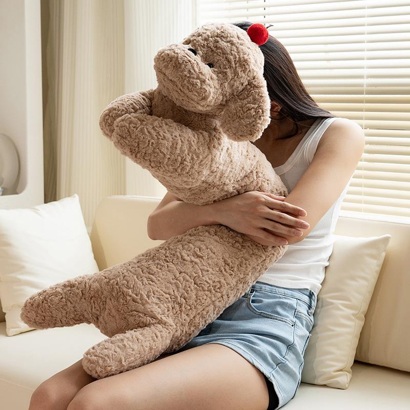 100cm Cartoon High Quality Giant Long Dog Plush Doll Pillow Curly Brown White Black Cherry Dog Plush Toy Home Decor Girls Gift