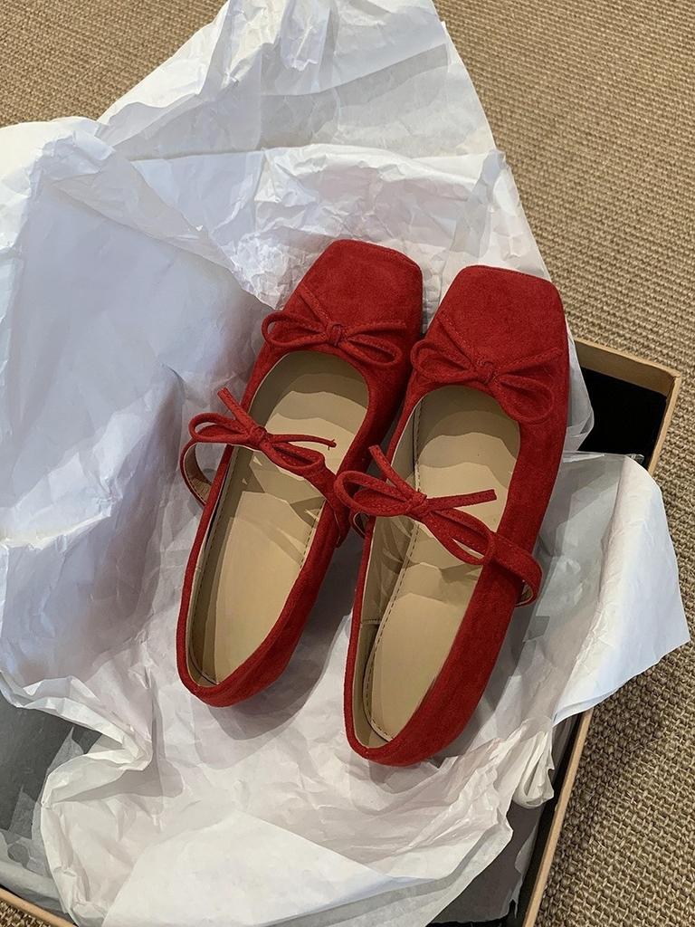 Innere Erhöhung Schleife gelb Mary Jane Einzelschuhe Damenschuhe 2025 Frühling und Sommer mit Rock Retro Ballerinas
