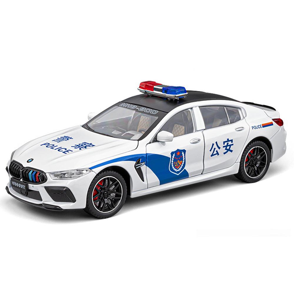 1:24 M8 Miniatur Sportwagen Modell Spielzeug Legierung Druckguss Sound Licht Türen Geöffnet Rückzieher Stoßdämpfung Polizeiautos Kindergeschenk