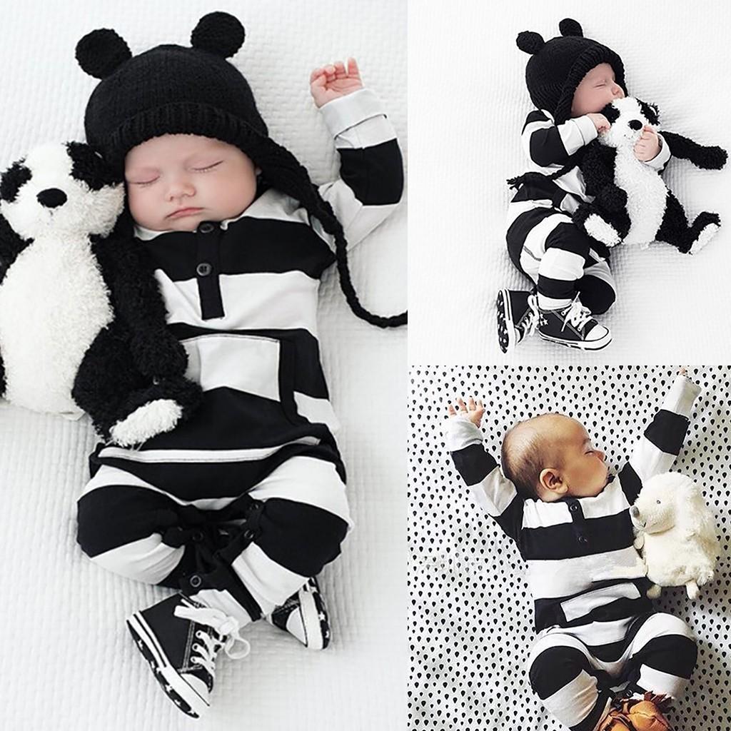 

Полосатый комбинезон с карманами для новорожденных мальчиков и девочек, повседневная одежда 70 чёрный