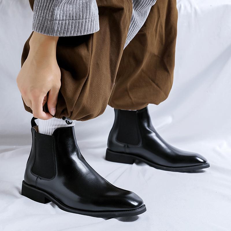 Leather Low Top Shoes Men Luxury Brand Chelsea Male Boots Pointed Toe Men's Business Boots New Arrival Men Casual Shoes