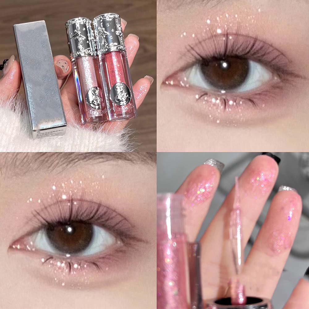 Liquid Eyeshadow Pearlescent Shimmer Long Lasting Monochrome Pearly Fine Sparkling Sequins Eye Shadow Highlighter Quick Drying Shiny Eyeliner