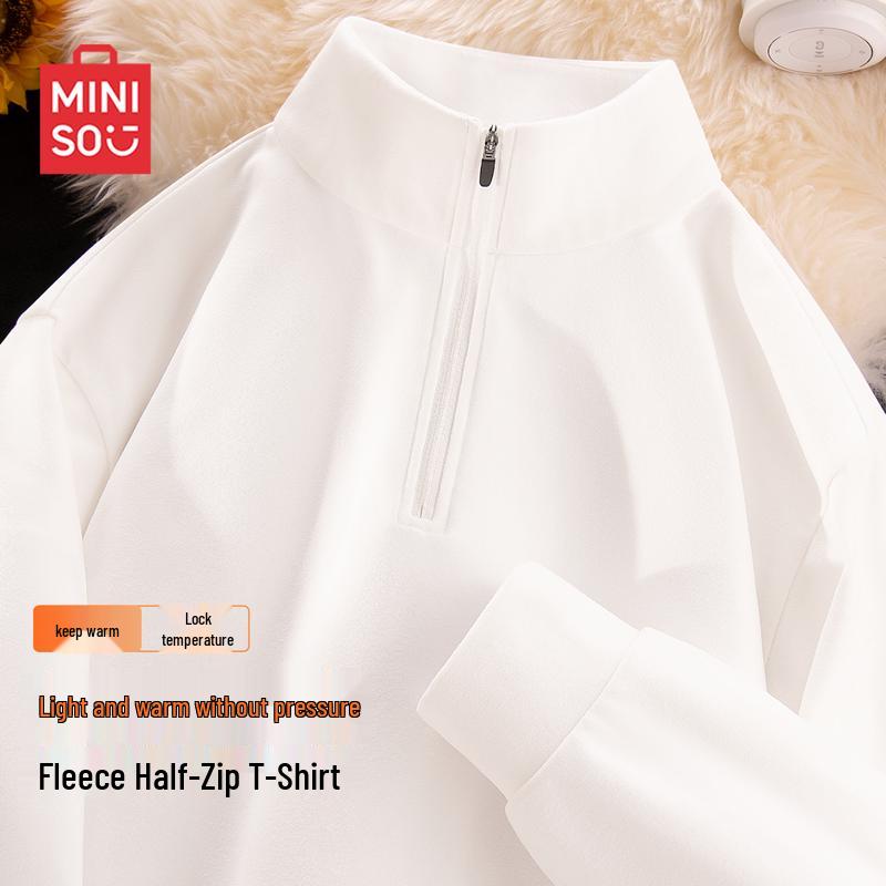 MINISO Men s Thermal Half-Zip Stand Collar Long Sleeve T-Shirt 2XL