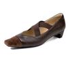 Cowhide version~ French retro single shoes comfortable soft sole not tired feet fashionable horse hair splicing first layer soft leather high heels