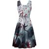 Women Ghost Haunted House Terror Bloodstained Skull Halloween Skinny Dress Adult Digital Printing Sleeveless Tank Party Costume