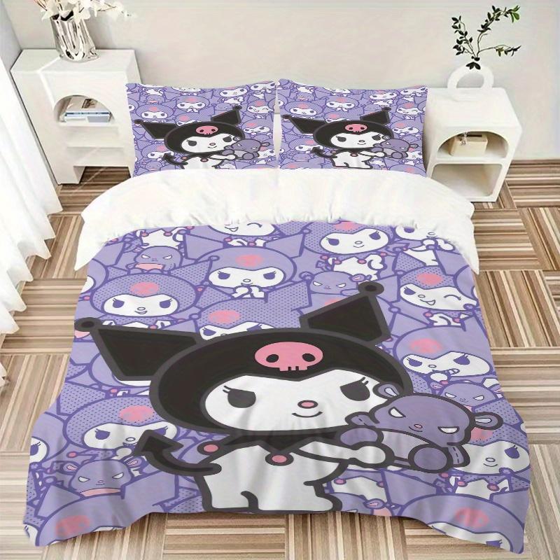 3pcs Kuromi Bedding Set - Includes Quilt Cover and Pillowcases, Suitable for All Seasons, Machine Washable - Ideal Gift for Family and Frien