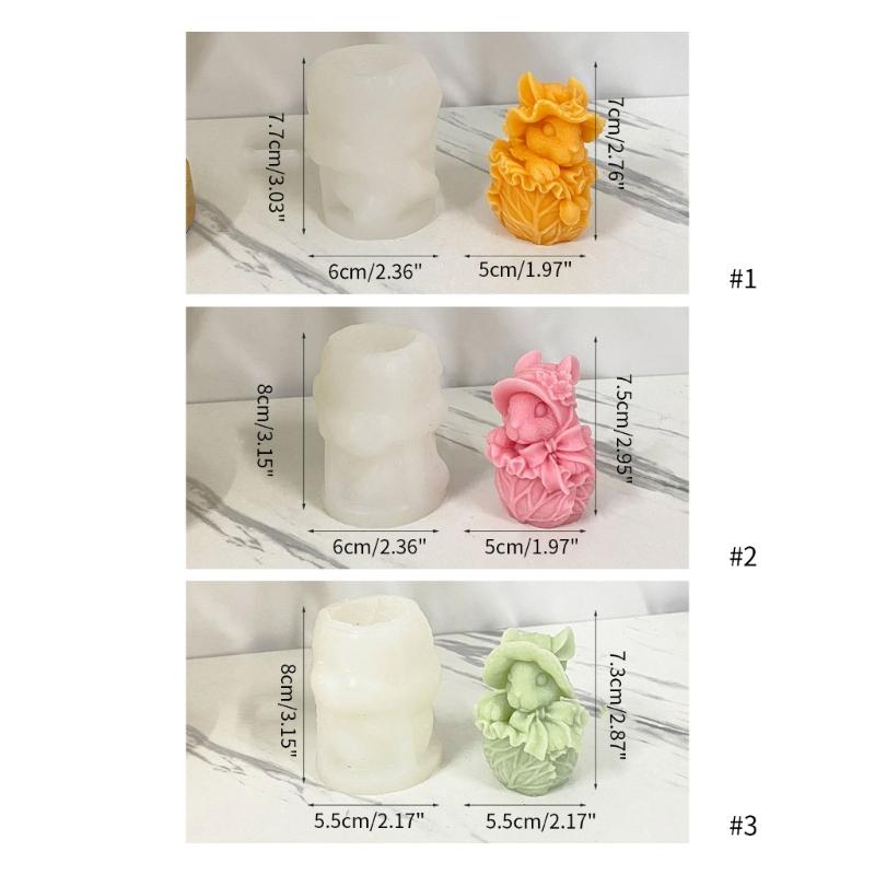 Cauliflower Rabbit Silicone Mold for Handmade Desktop Decor Gypsum Epoxy Resin Aroma Candle Mould for Home Decoration