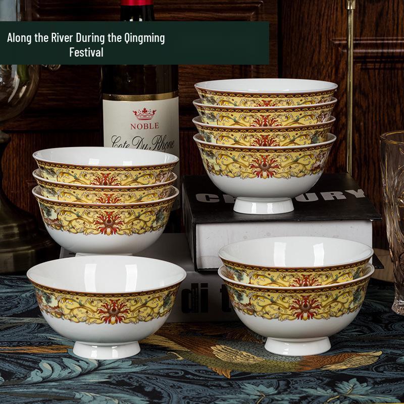 Jingdezhen Blue and White Underglaze Ceramic Bowl Set