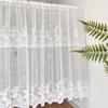 White Short Lace Curtain Cute Floral Kitchen Valance Pastoral Tulle Voile Window Treatment Home Decor