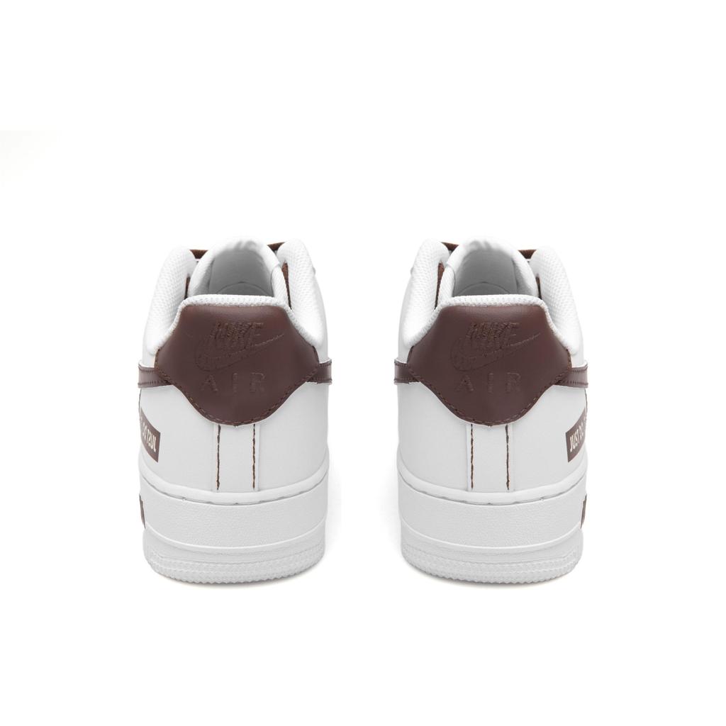 Nike Air Force 1 Slip Resistant Abrasion Resistant Low Top Skateboard Shoes Men's White Brown 315122-111(Team18-)