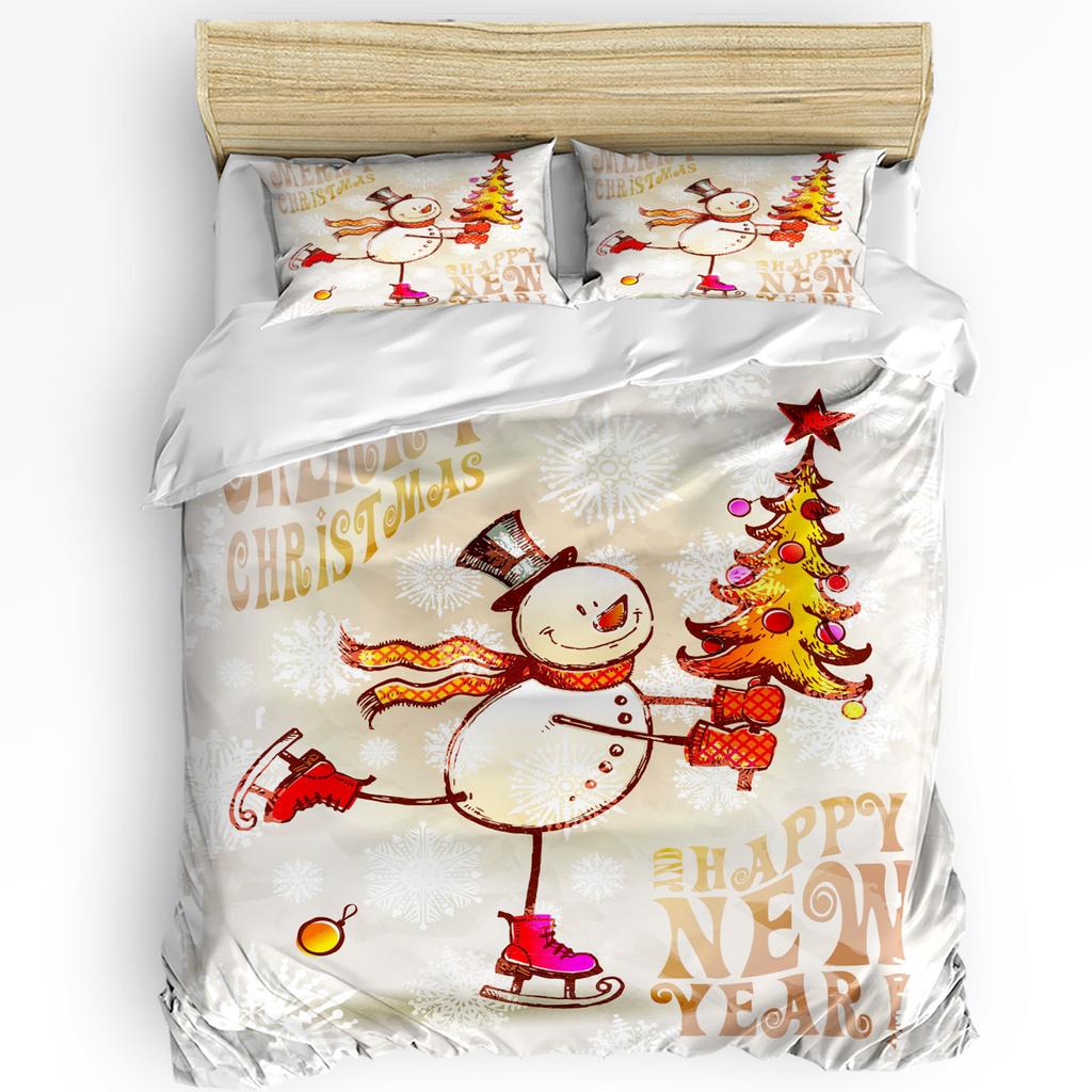 Christmas Tree House Printed Comfort Duvet Cover Pillow Case Home Textile Quilt Cover Boy Kid Teen Girl Luxury 3pcs Bedding Set