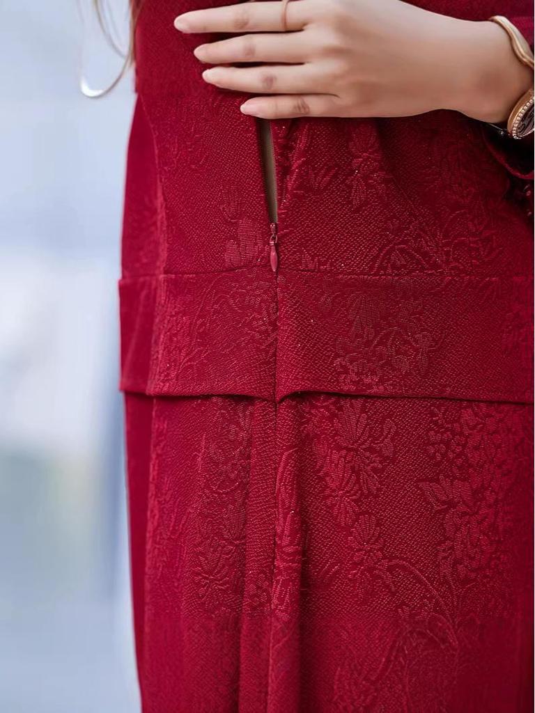Elegant Wine Red Qipao Dress for Mother of the Groom - Perfect for Spring Banquets or Daily Wear