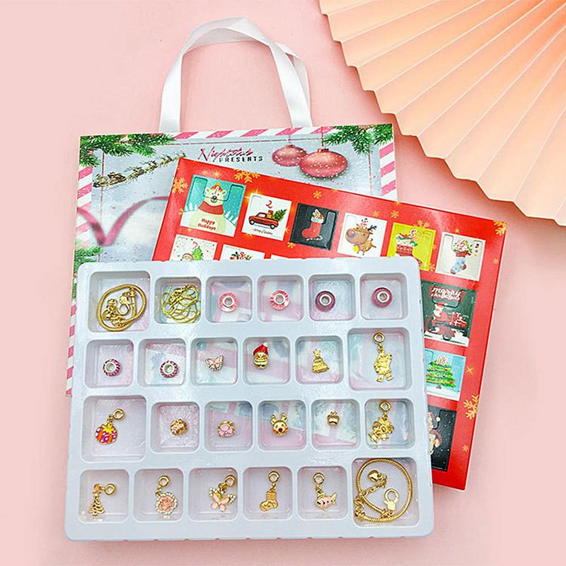 NEW 24 Day Countdown Calendar Advent Surprise Blind Box Set Christmas Bracelet Set DIYCreative Ornaments Christmas Girl Gifts