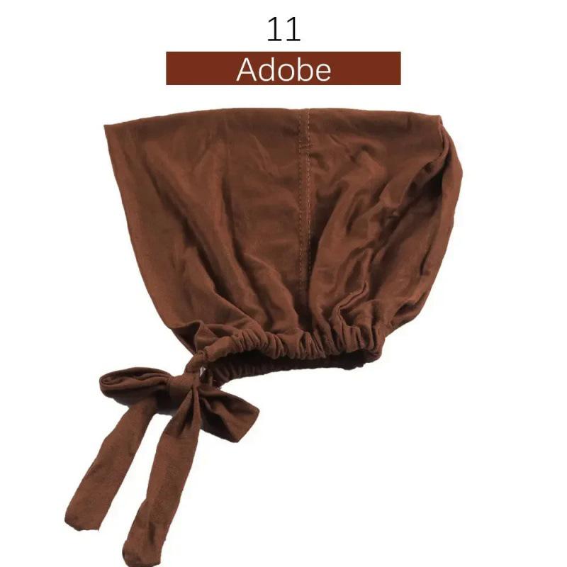 Solid Color Elastic Tie-Back Modal Undercap Hijab Scarf Adjustable Kufi Cap