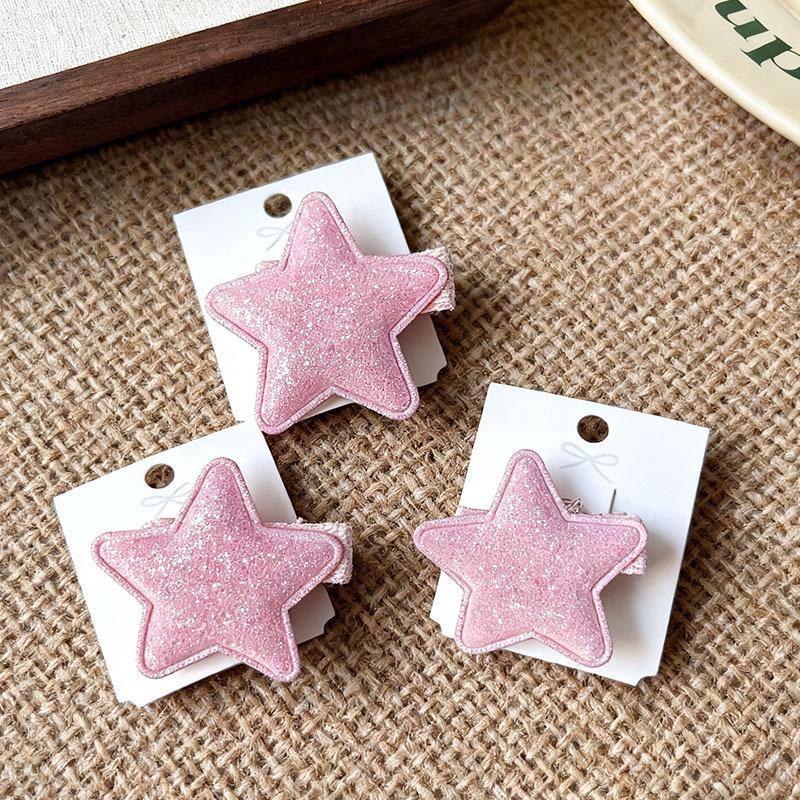 Sparkly Pink Star Hair Clip: Sweet Fairy-Style Korean Accessory
