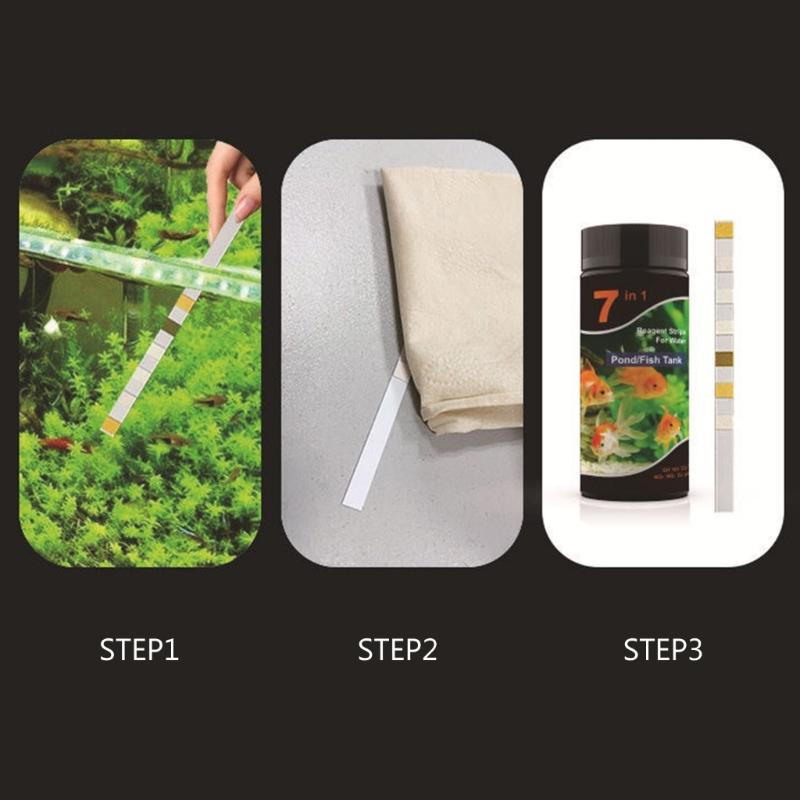 50/100PCS 7 in 1 Aquarium Test Strips Fish Tank Test Set Aquarium Water Test