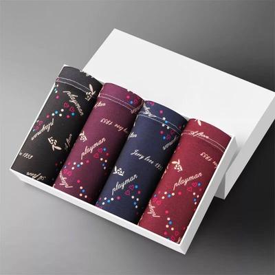 Men'S Panties Printed Seamless Mid-Waist Large-Size Breathable Boxers Leggings, Men