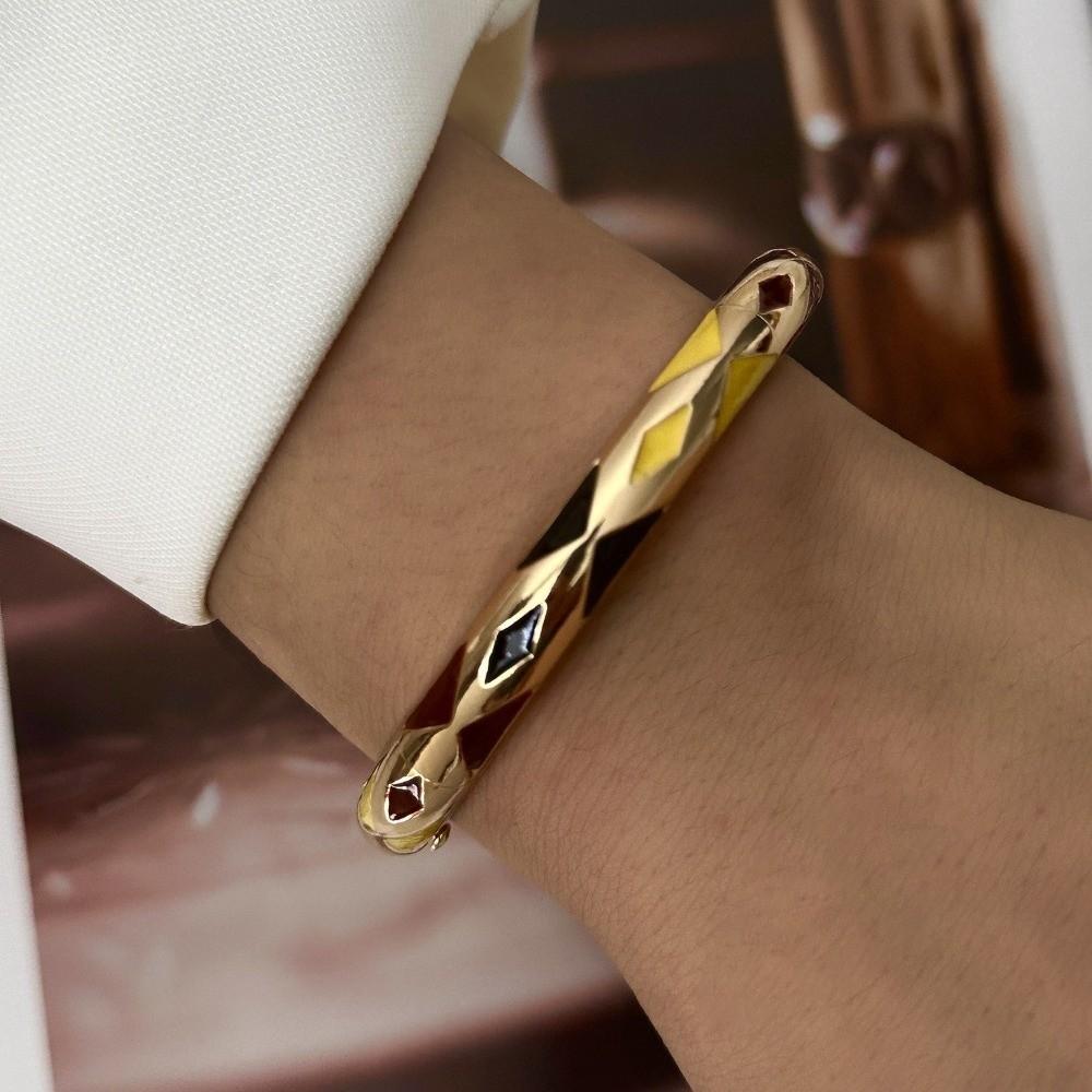 Gold Plated Bangle Bracelet Inlaid Rhinestone Wrist Jewelry Bangle Jewelry Gift Party Daily Wear