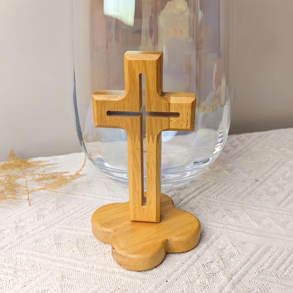 Holy Church Religious Ornament Statue Cross Wood Crucifix Standing Jesus Wall Wooden Religious Christian Table Decoration Gifts
