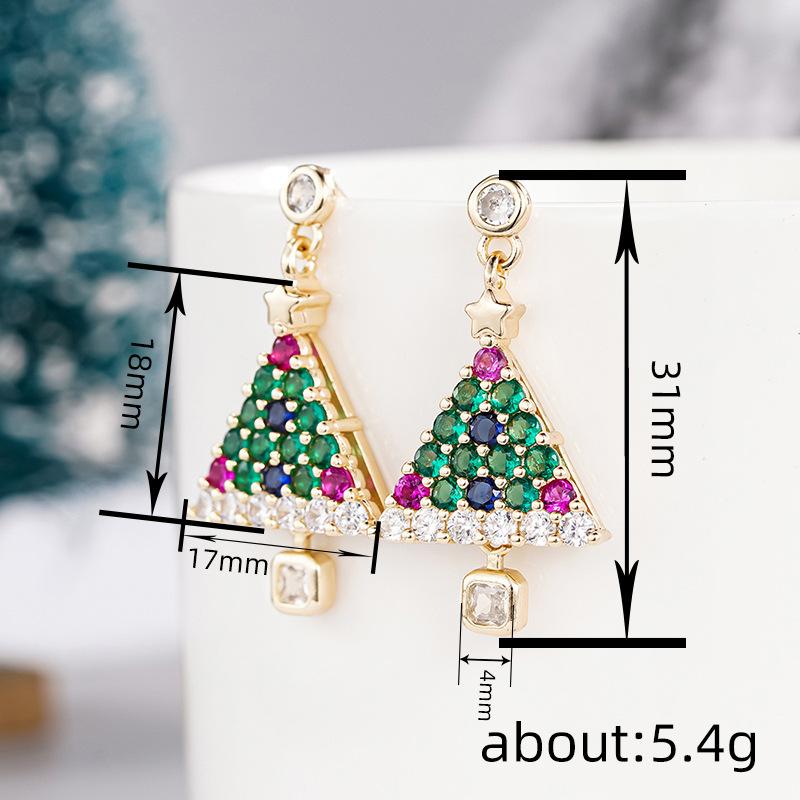 Christmas festive vibe earrings female, dopamine Christmas tree shein wholesale colorful sparkly earrings