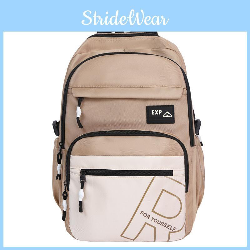 Contrasting Big Capacity Color Backpack With Letter Printing Design For Daily