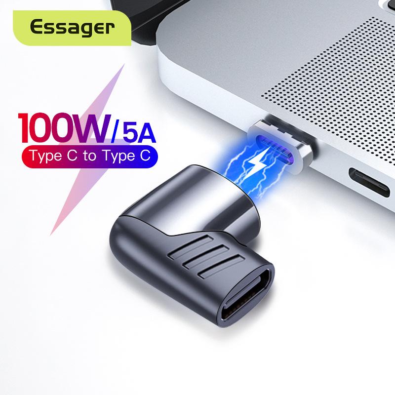 

ESSAGER Magnetic PD100W Fast-Charging Side-Plug Adapter for MacBook