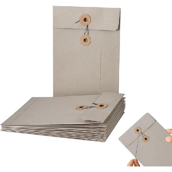 

10 шт. Крафт-бумажные конверты на завязках, папка-файл формата А5, вертикальный органайзер для хранения документов, счетов, карточек, сумка-файл с застежкой на кнопку и завязками серый