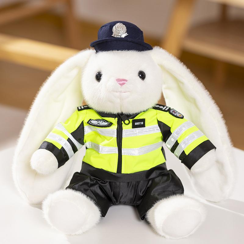New High-value Police Officer Little Rabbit Fire Police Officer Public Security Uniform Plush Cute Cartoon Charity Doll