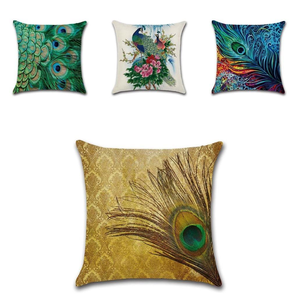 Premium Quality Peacock Feathers Sofa Bed Car Pillow Case For Timeless Home Elegance