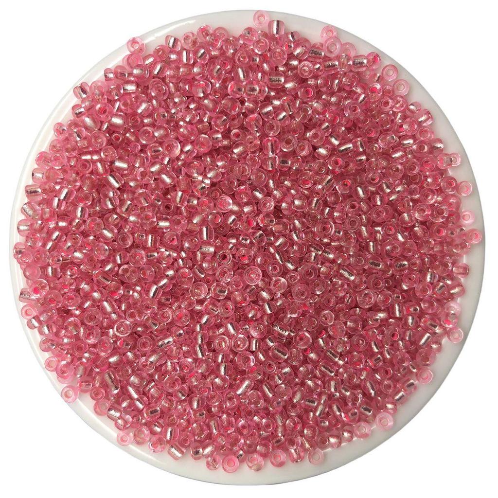 Solid Color 2/3/4mm Glass Seed Beads, Silver Lined, Dyed AB Cream, Round for Handmade Beading & Bracelets.